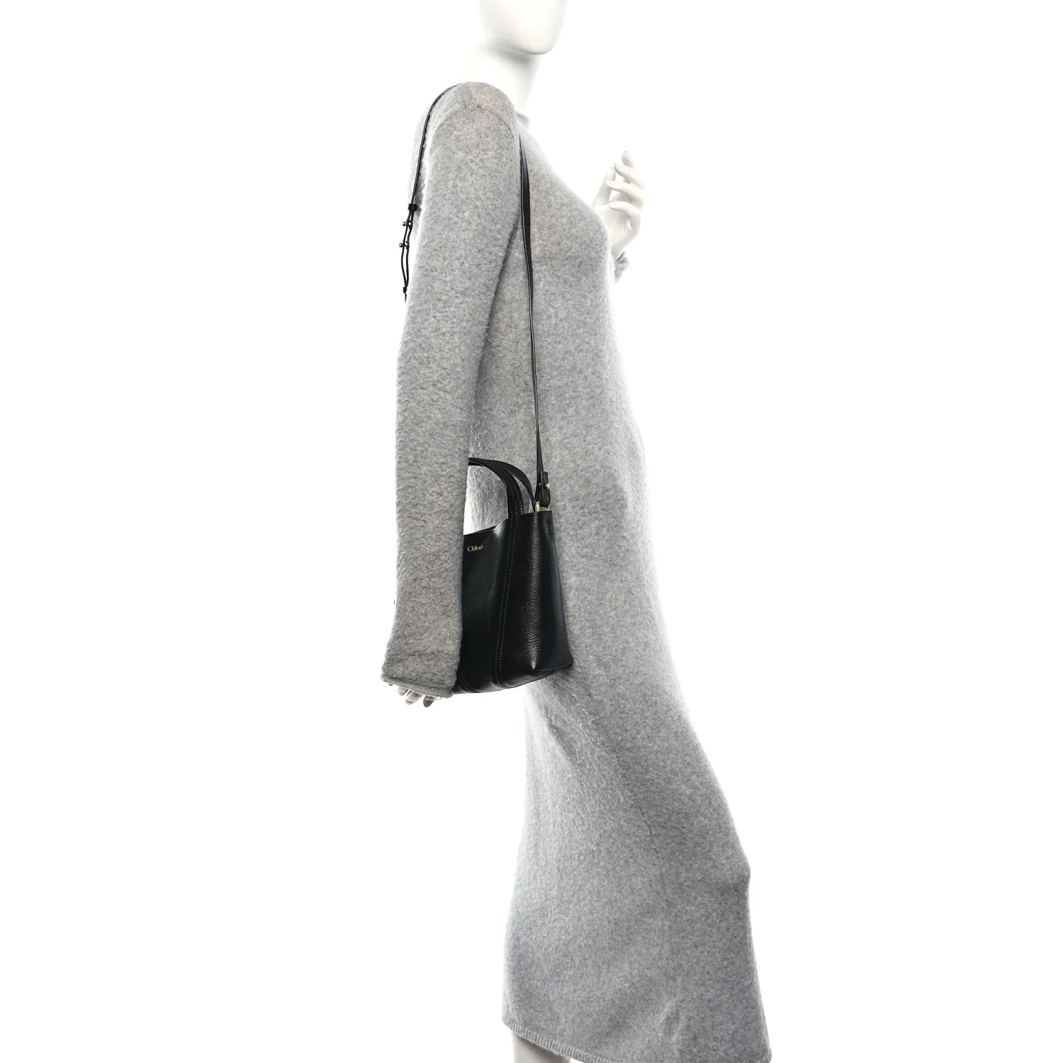 Grained Calfskin Small Spin Tote Black - Image 2