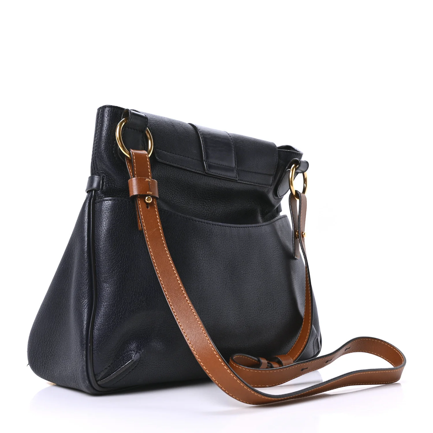 Grained Lambskin Calfskin Medium Lexa Shoulder Bag Navy - Image 3