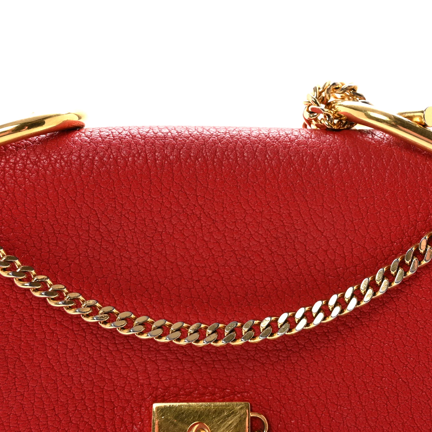 Grained Lambskin Drew Shoulder Bag Plaid Red - Image 7