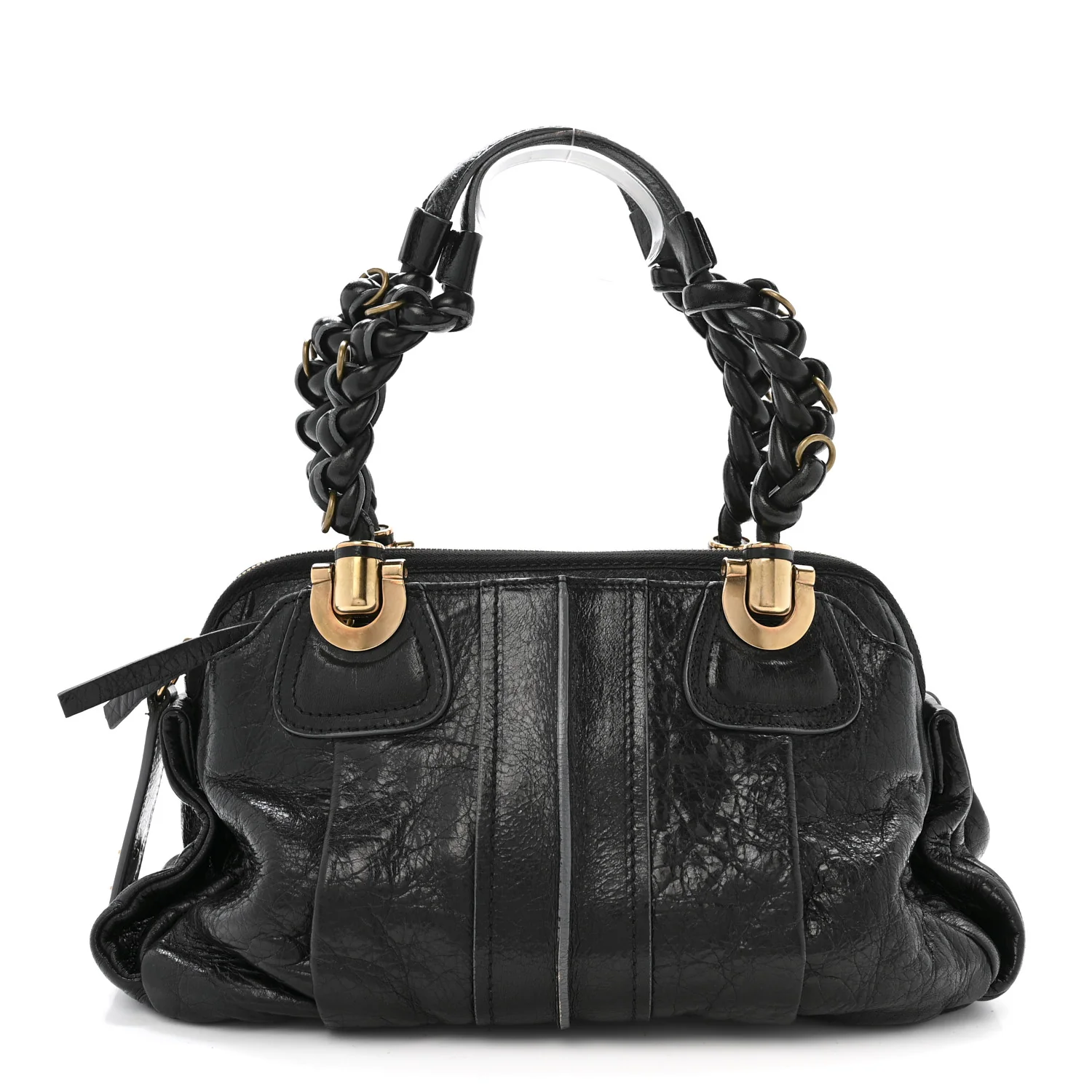 Lambskin Heloise Satchel Black