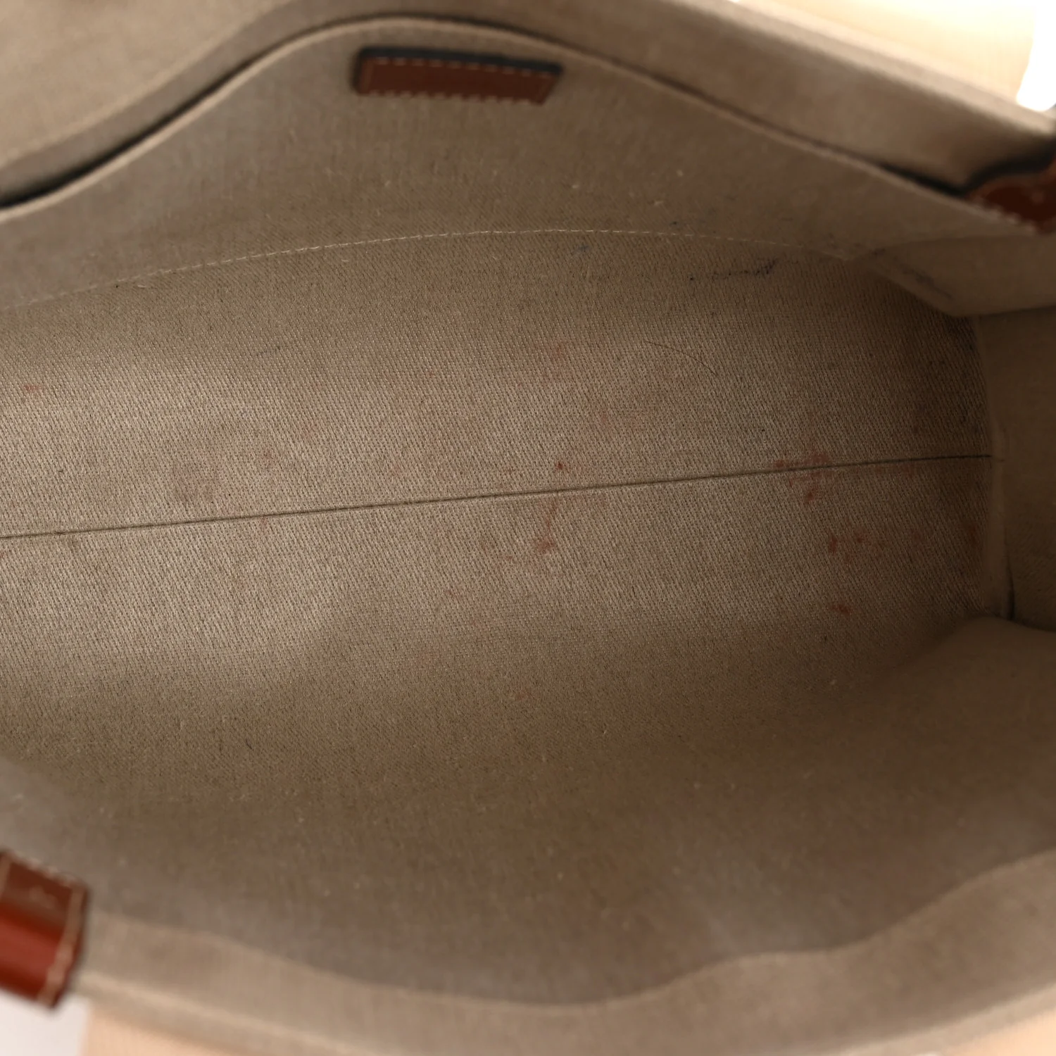 Linen Calfskin Medium Woody Ribbon Tote White Brown - Image 5