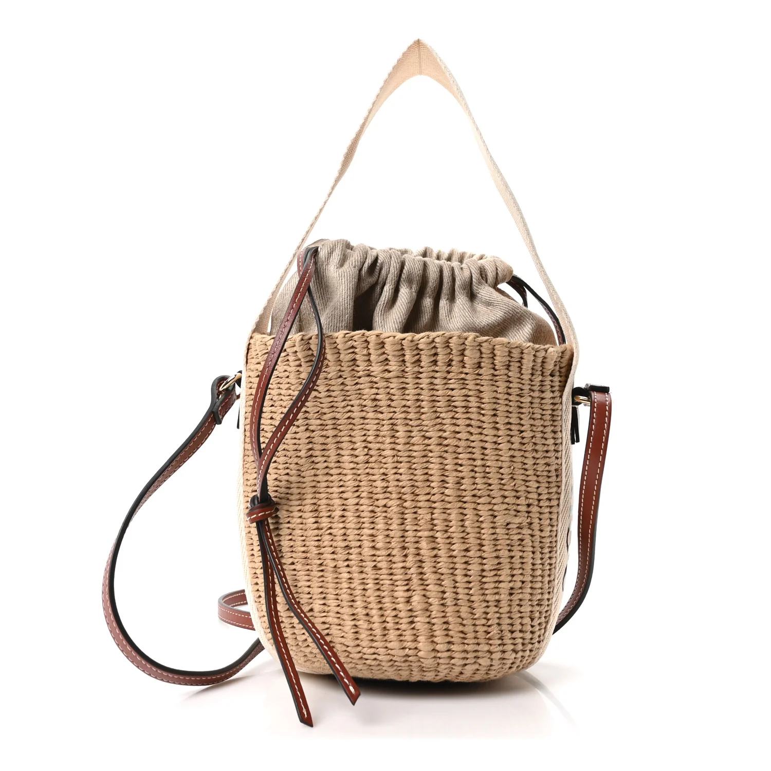 Natural Woven Fiber Small Woody Basket - Image 2