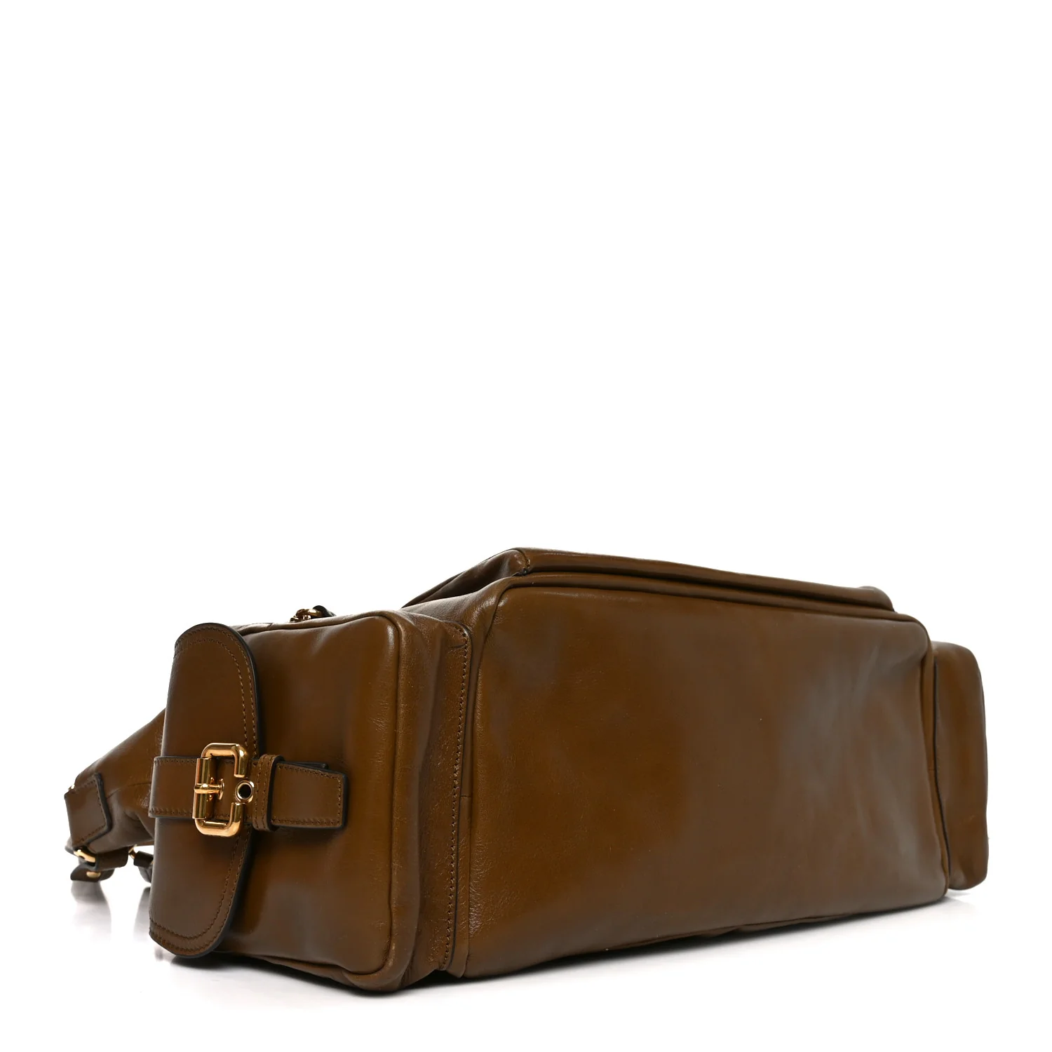 Shiny Calfskin Large Double Carry Camera Bag Dark Khaki - Image 4