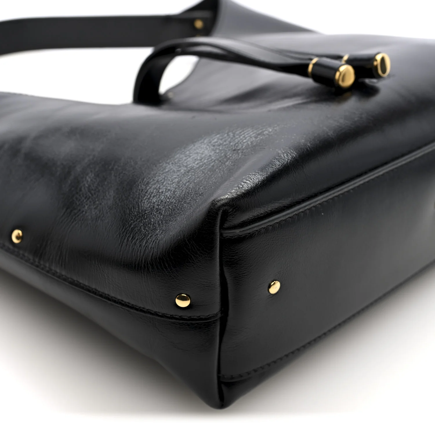 Shiny Calfskin Small Marcie Hobo Bag Black - Image 8