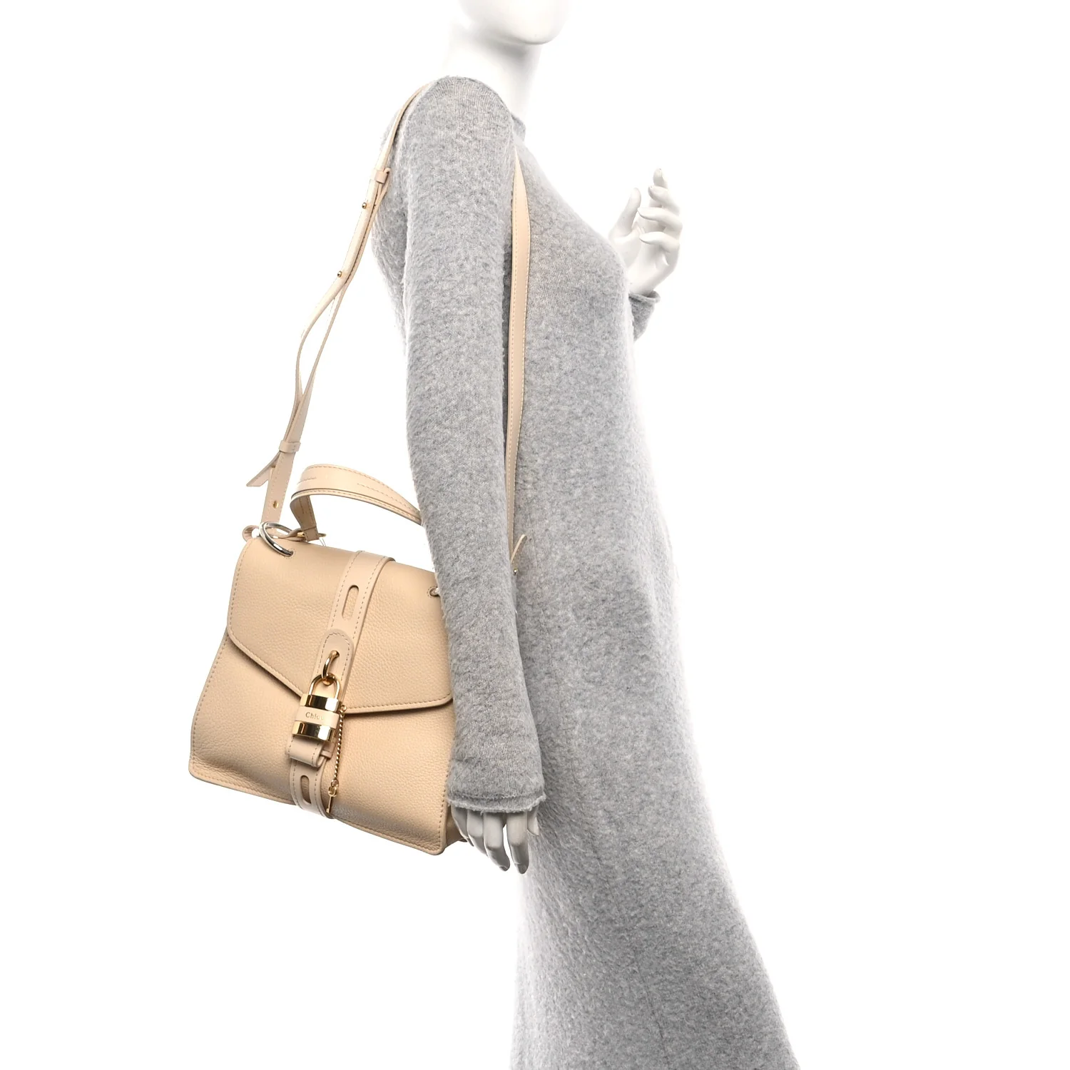Shiny Grained Calfskin Medium Aby Day Shoulder Bag Blondie Beige - Image 2
