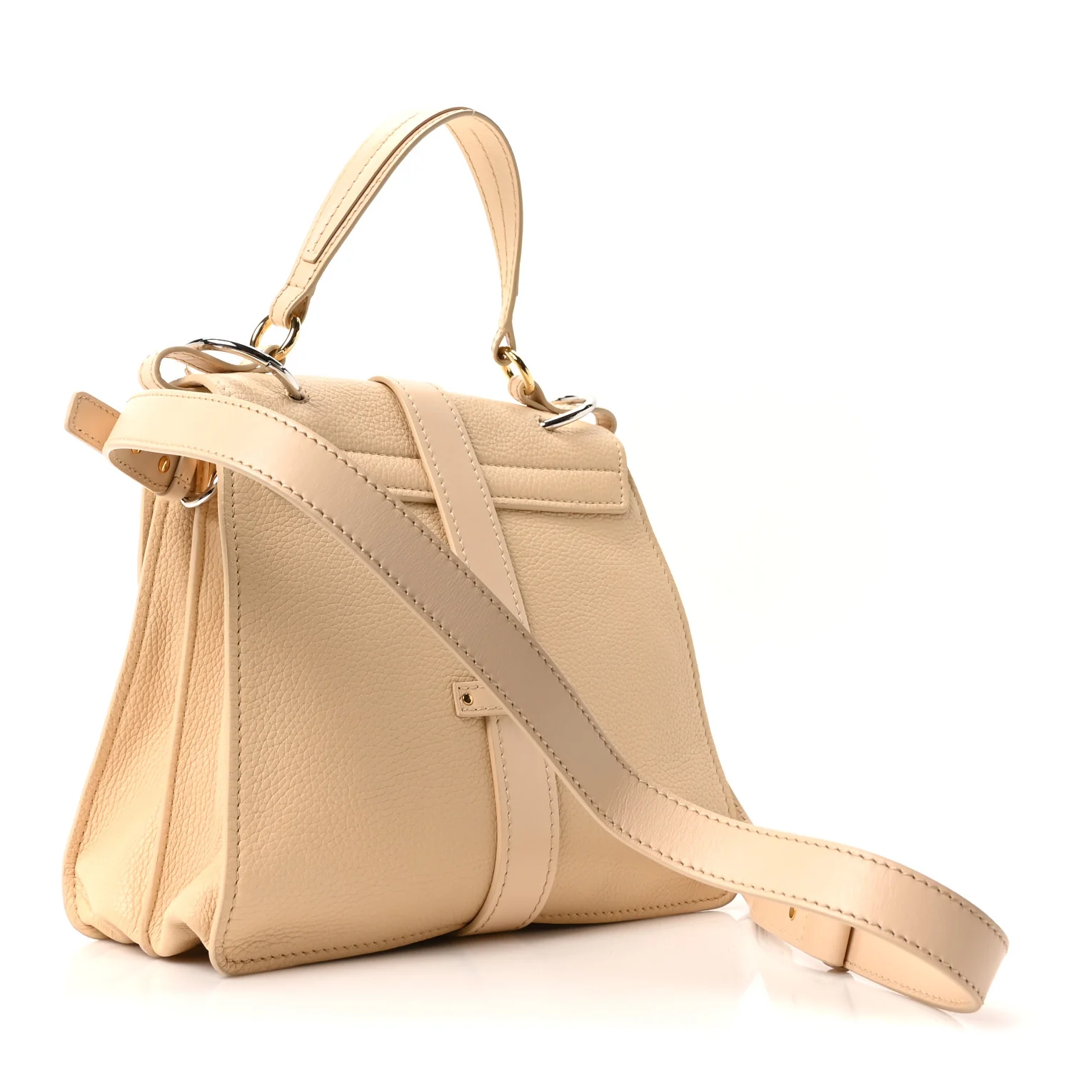 Shiny Grained Calfskin Medium Aby Day Shoulder Bag Blondie Beige - Image 3