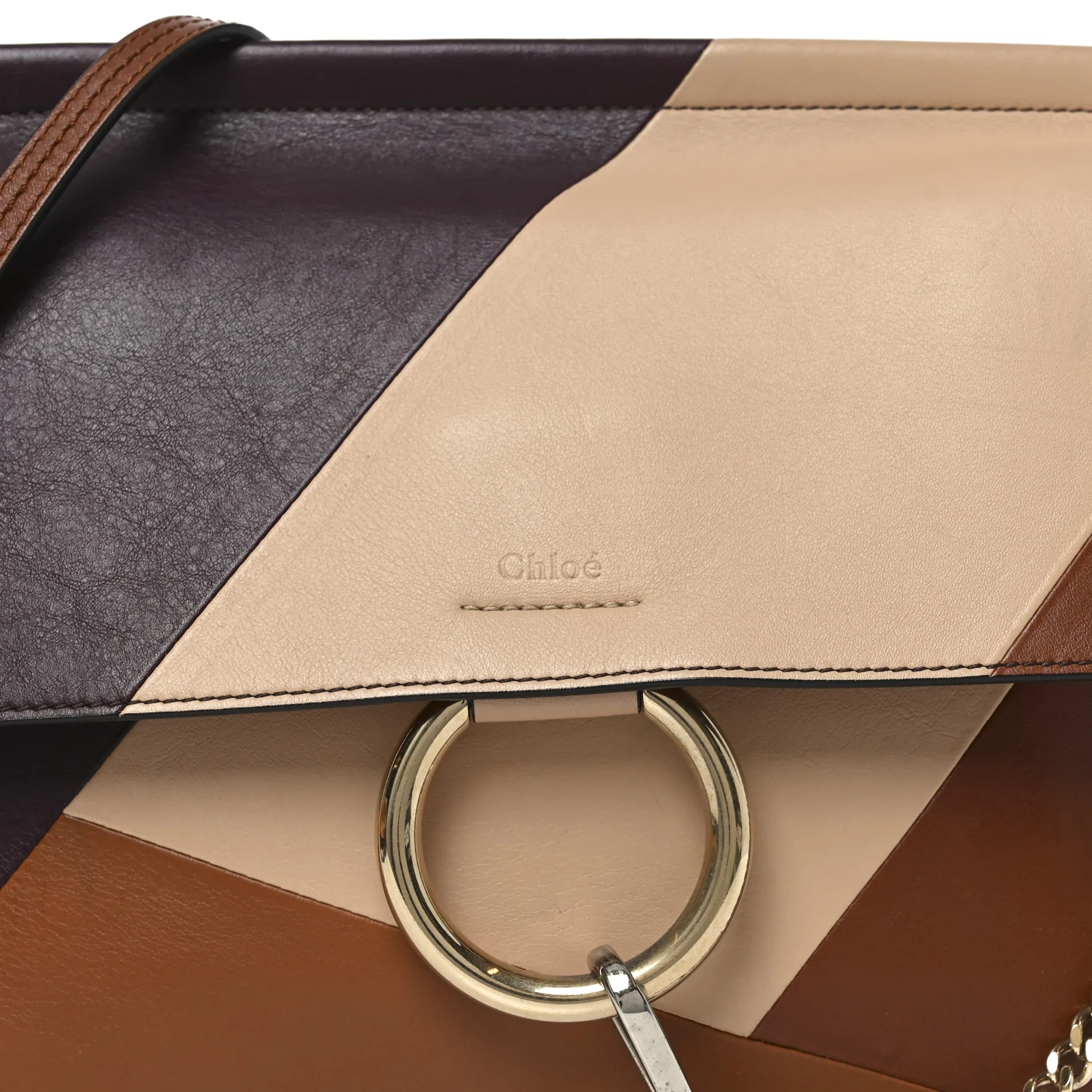 Smooth Calfskin Patchwork Medium Faye Shoulder Bag Light Tan - Image 7