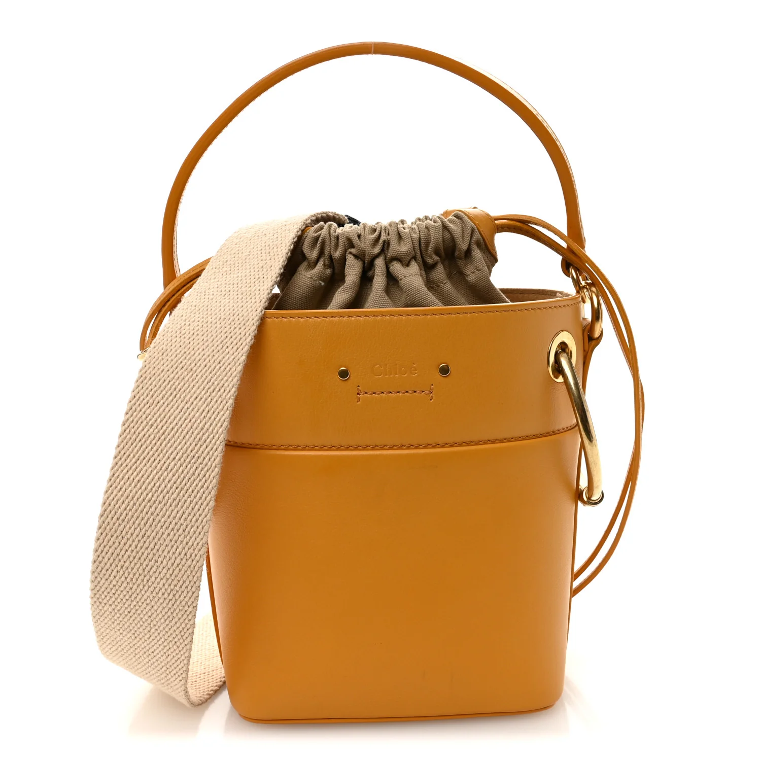 Smooth Calfskin Small Roy Bucket Bag Burning Camel