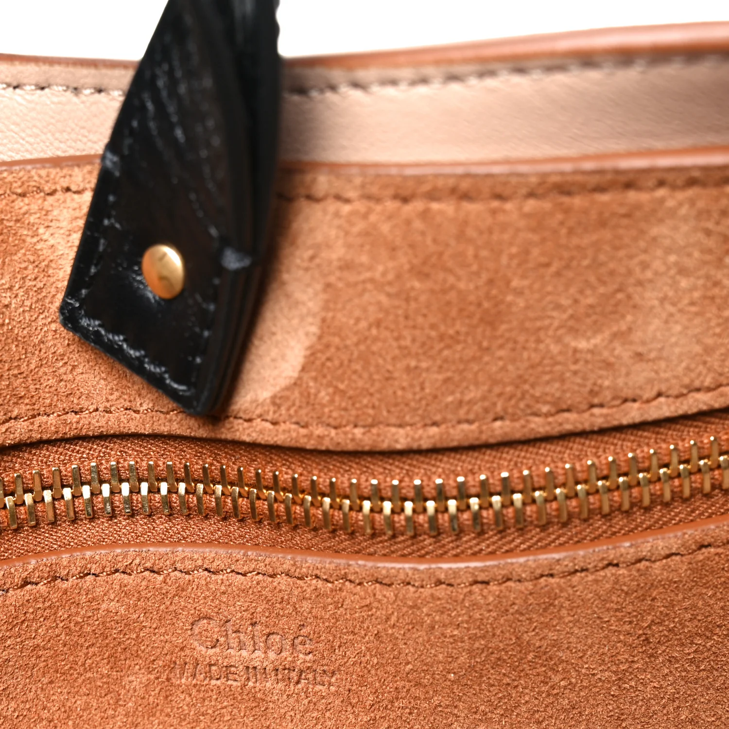 Suede Calfskin Marcie Hobo Bag Black Tan - Image 6