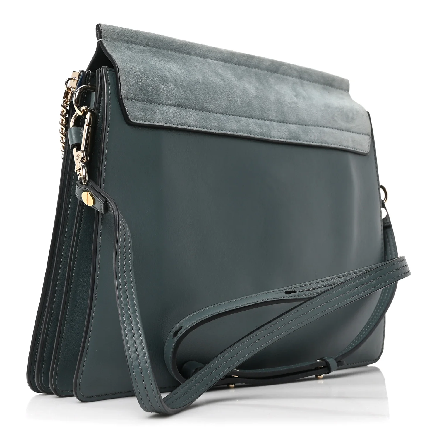Suede Calfskin Medium Faye Shoulder Bag Cloudy Blue - Image 3