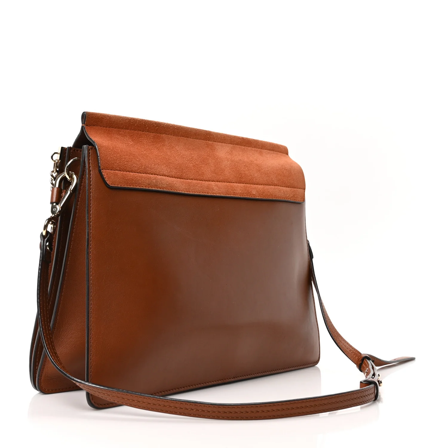 Suede Calfskin Medium Faye Shoulder Bag Tobacco - Image 3