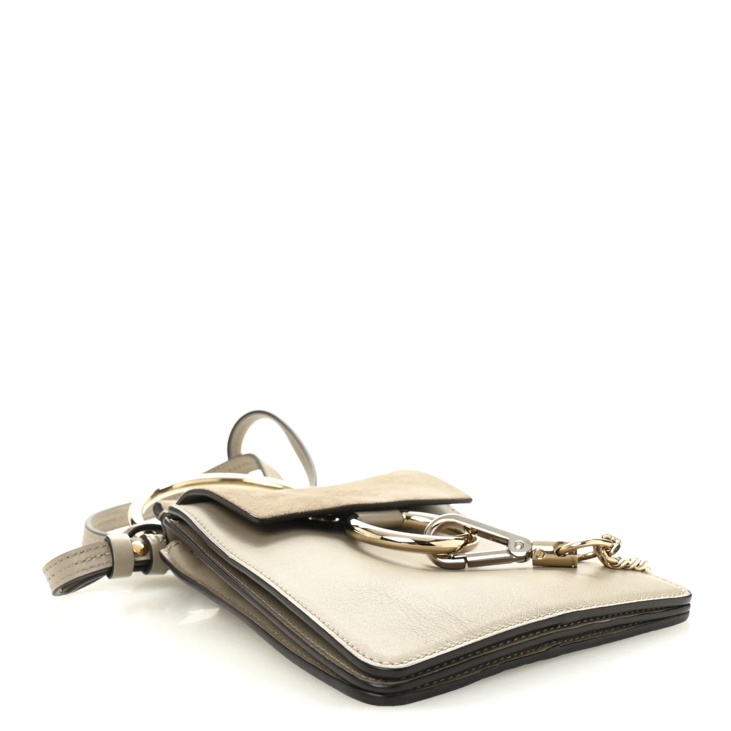 Suede Calfskin Mini Faye Bracelet Bag Motty Grey - Image 4