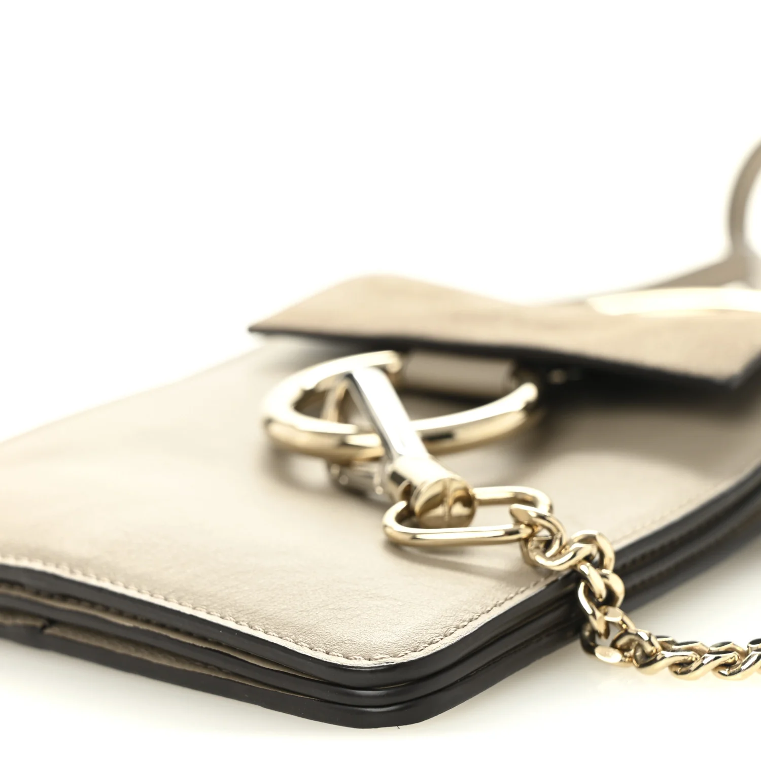 Suede Calfskin Mini Faye Bracelet Bag Motty Grey - Image 9