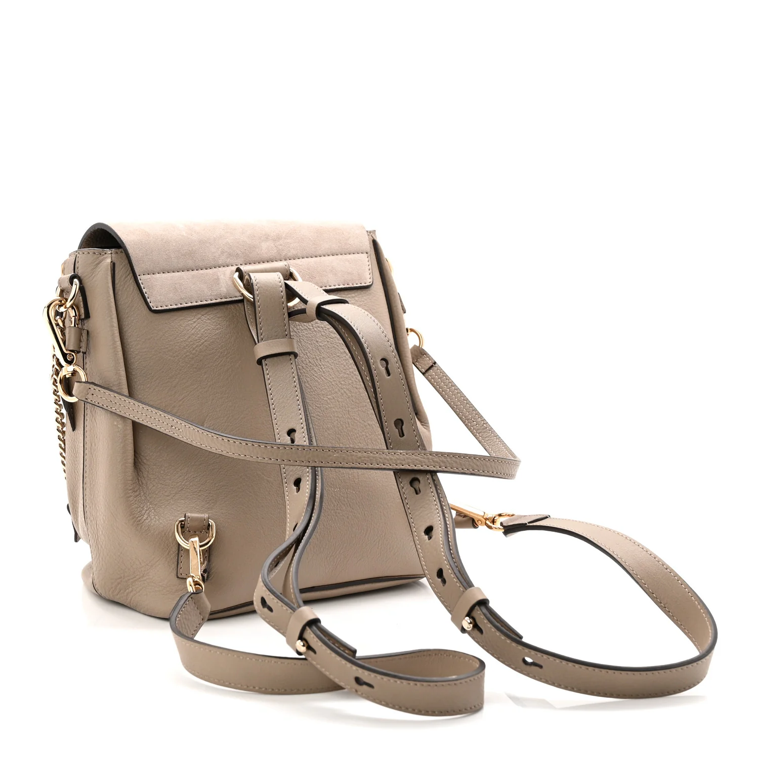 Suede Calfskin Small Faye Backpack Motty Grey - Image 3