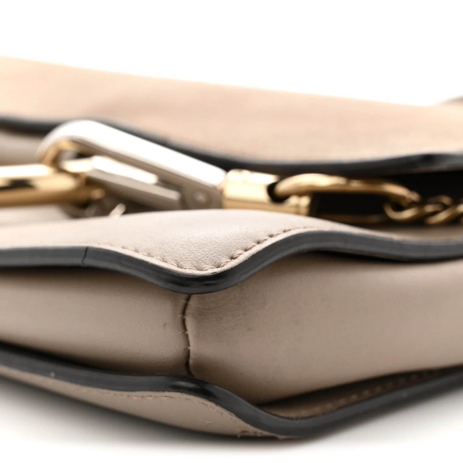 Suede Calfskin Small Faye Shoulder Bag Motty Grey - Image 10
