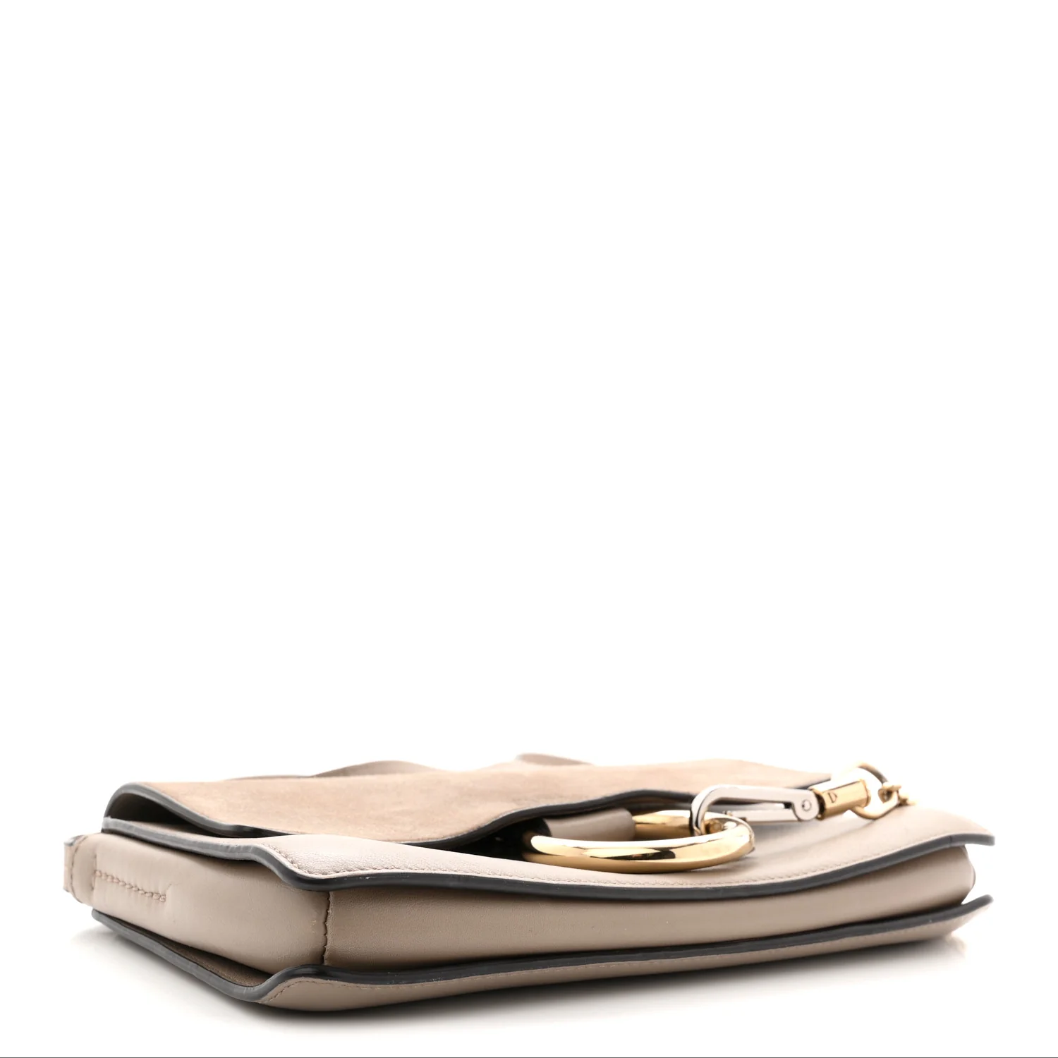 Suede Calfskin Small Faye Shoulder Bag Motty Grey - Image 4