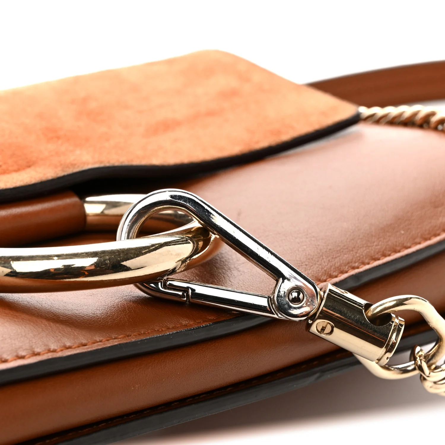 Suede Calfskin Small Faye Shoulder Bag Tobacco - Image 14
