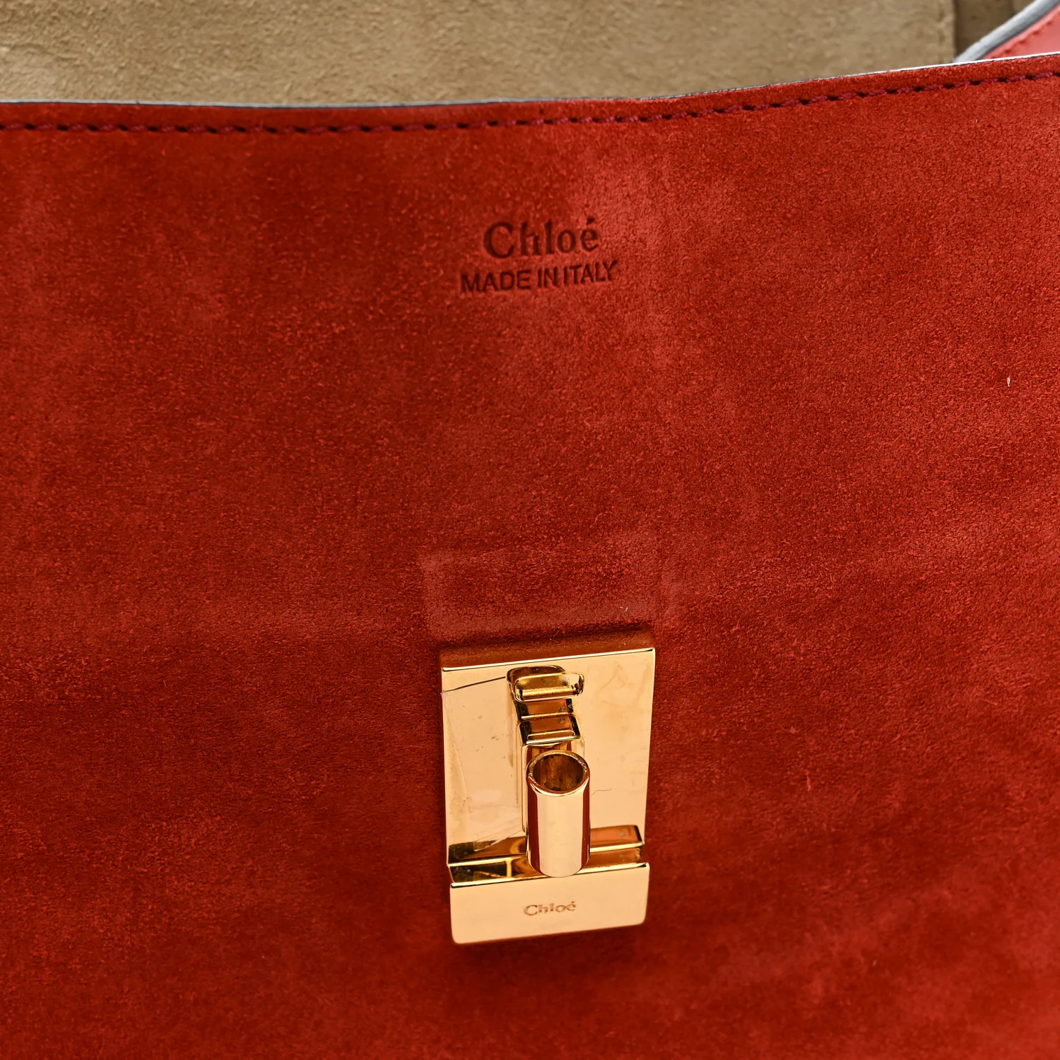 Suede Smooth Calfskin Drew Shoulder Bag Poppy - Image 12
