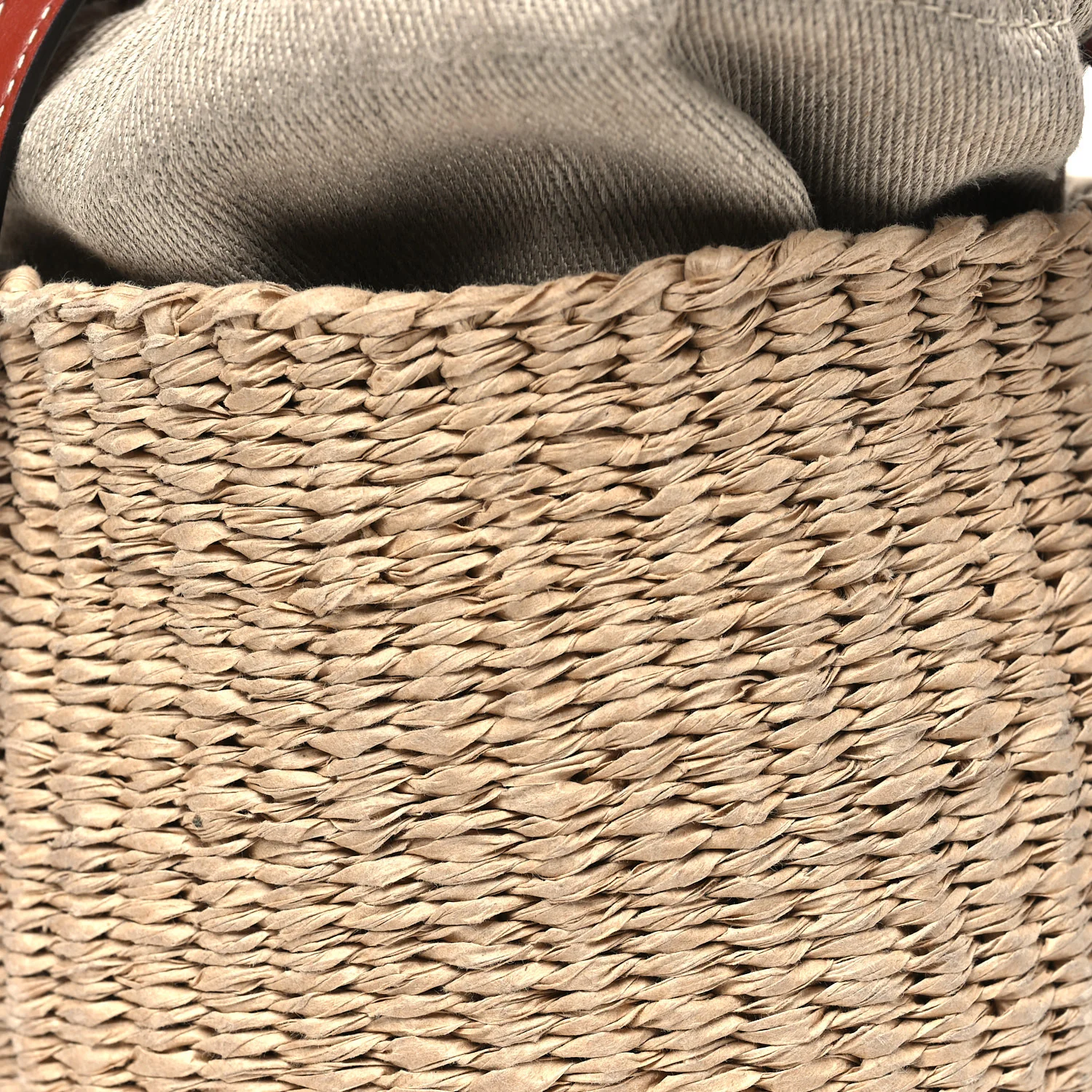 X MIFUKO Raffia Calfskin Small Woody Basket Shoulder Bag Beige Brown - Image 7
