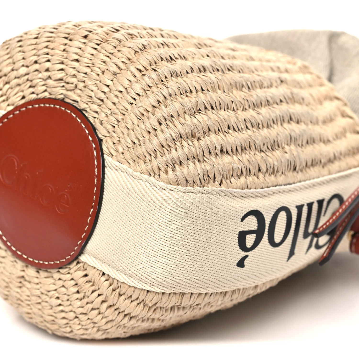 X MIFUKO Raffia Calfskin Small Woody Basket Shoulder Bag Beige Brown - Image 9
