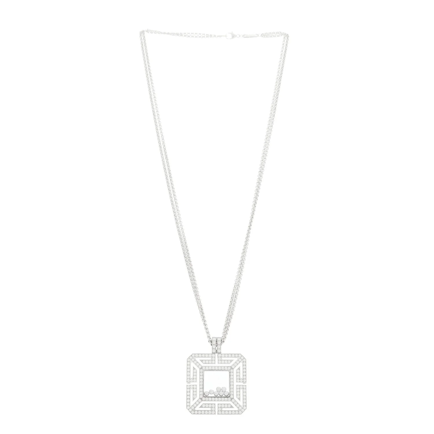 18K White Gold Diamond Happy Spirit Pendant Necklace - Image 3
