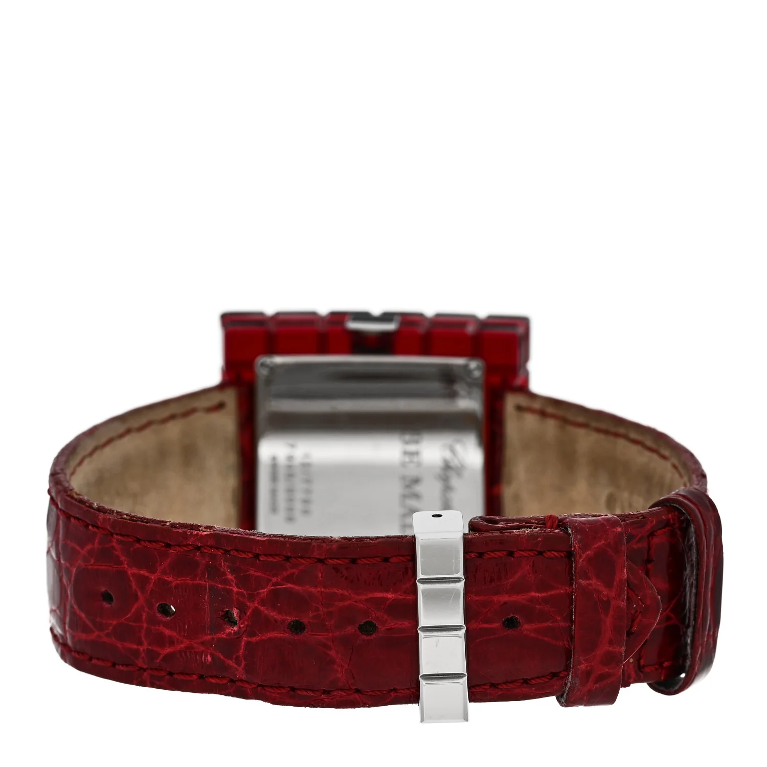Stainless Steel Alligator Diamond Red Resin 32mm Be Mad Quartz Watch Red - Image 3