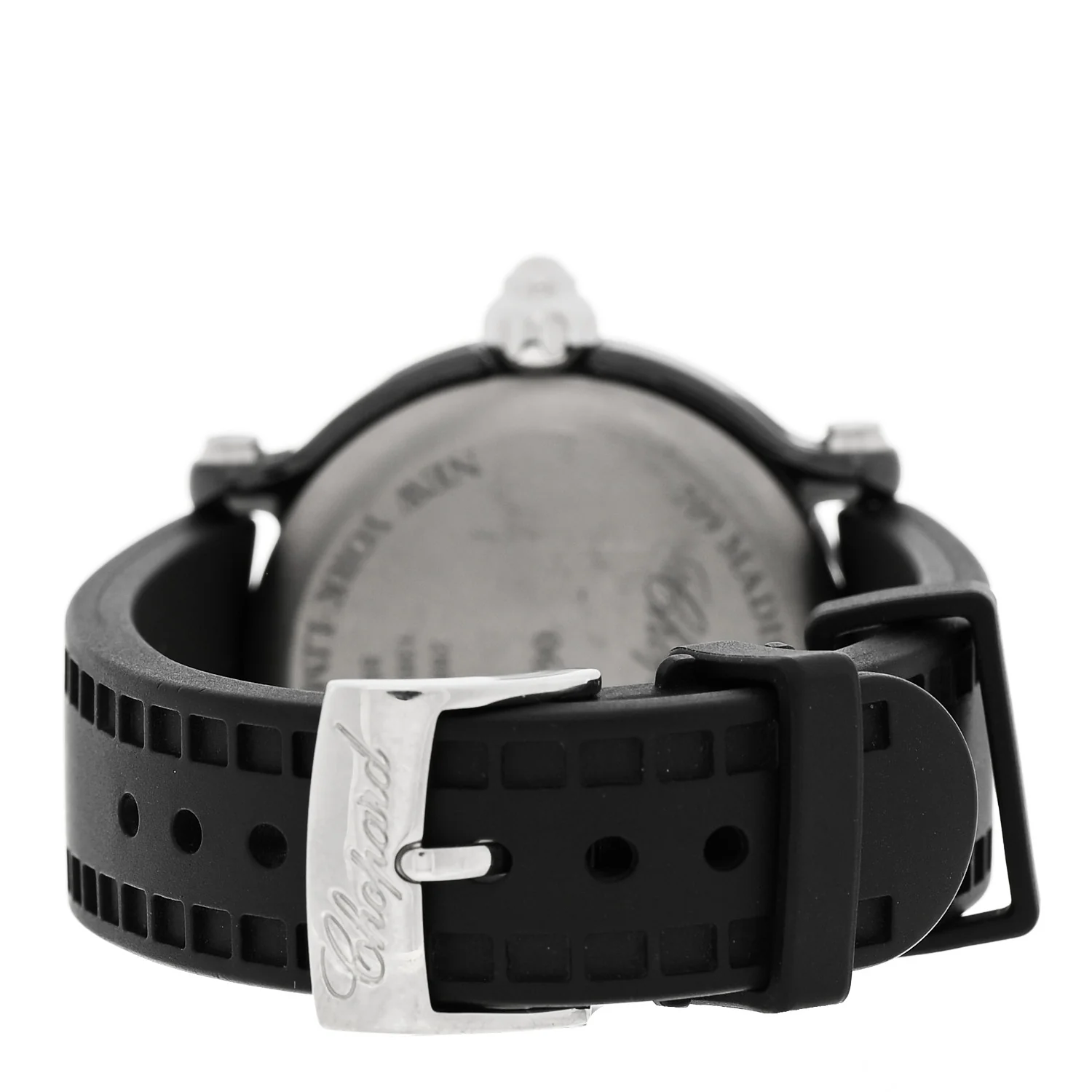 Stainless Steel Rubber Diamond Pink Sapphire 38mm Happy Sport Apple Quartz Watch Black - Image 3
