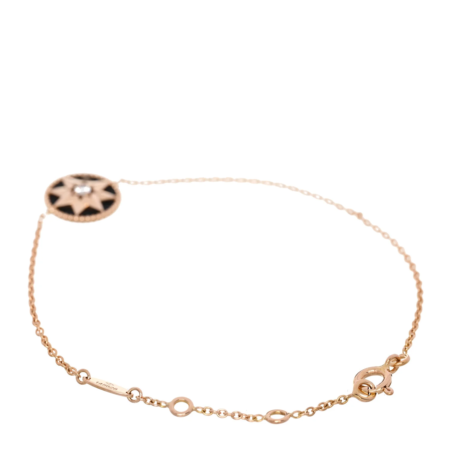 18K Rose Gold Diamond Black Onyx Rose Des Vents Bracelet - Image 2
