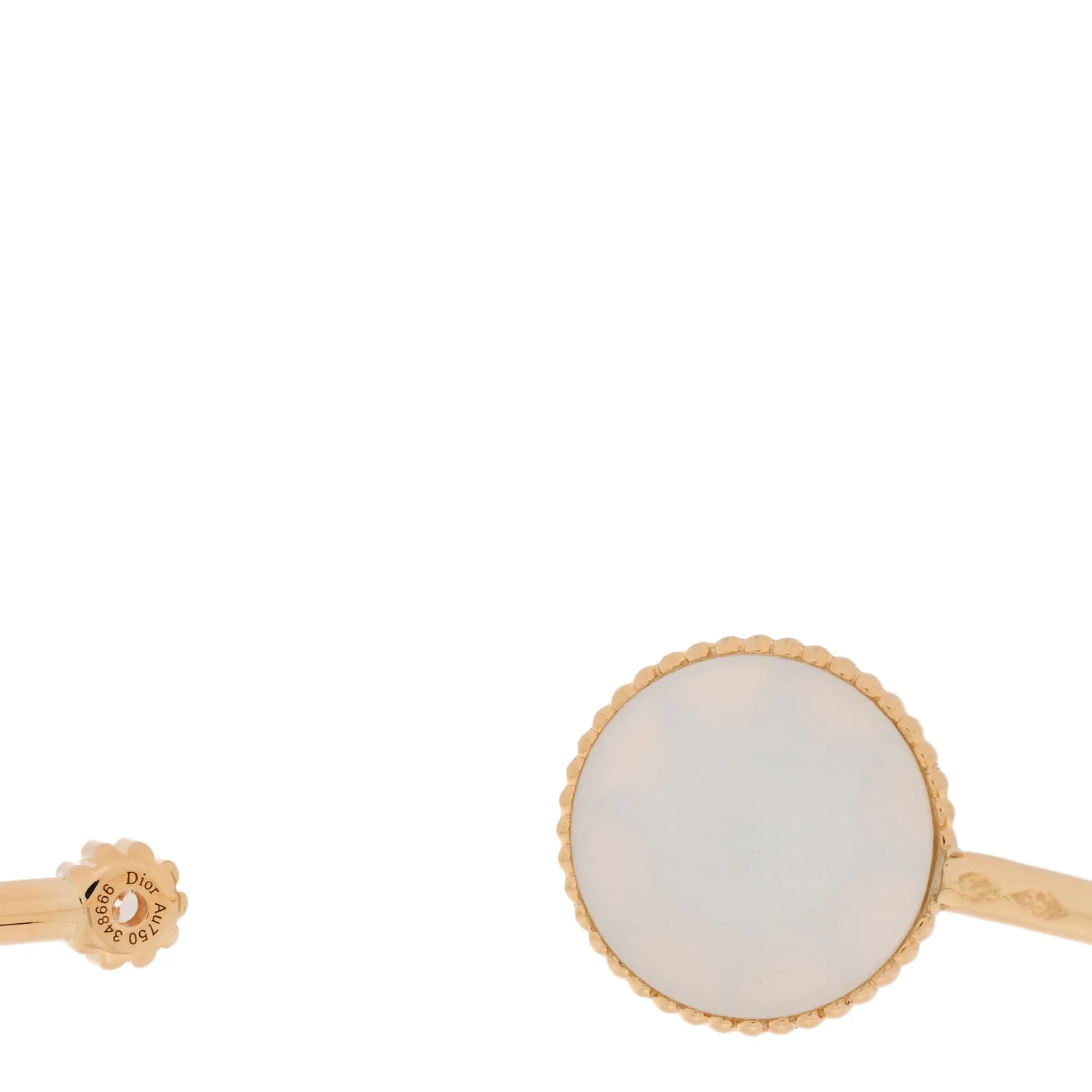 18K Yellow Gold Diamond Mother of Pearl Rose Des Vents Cuff Bracelet - Image 3