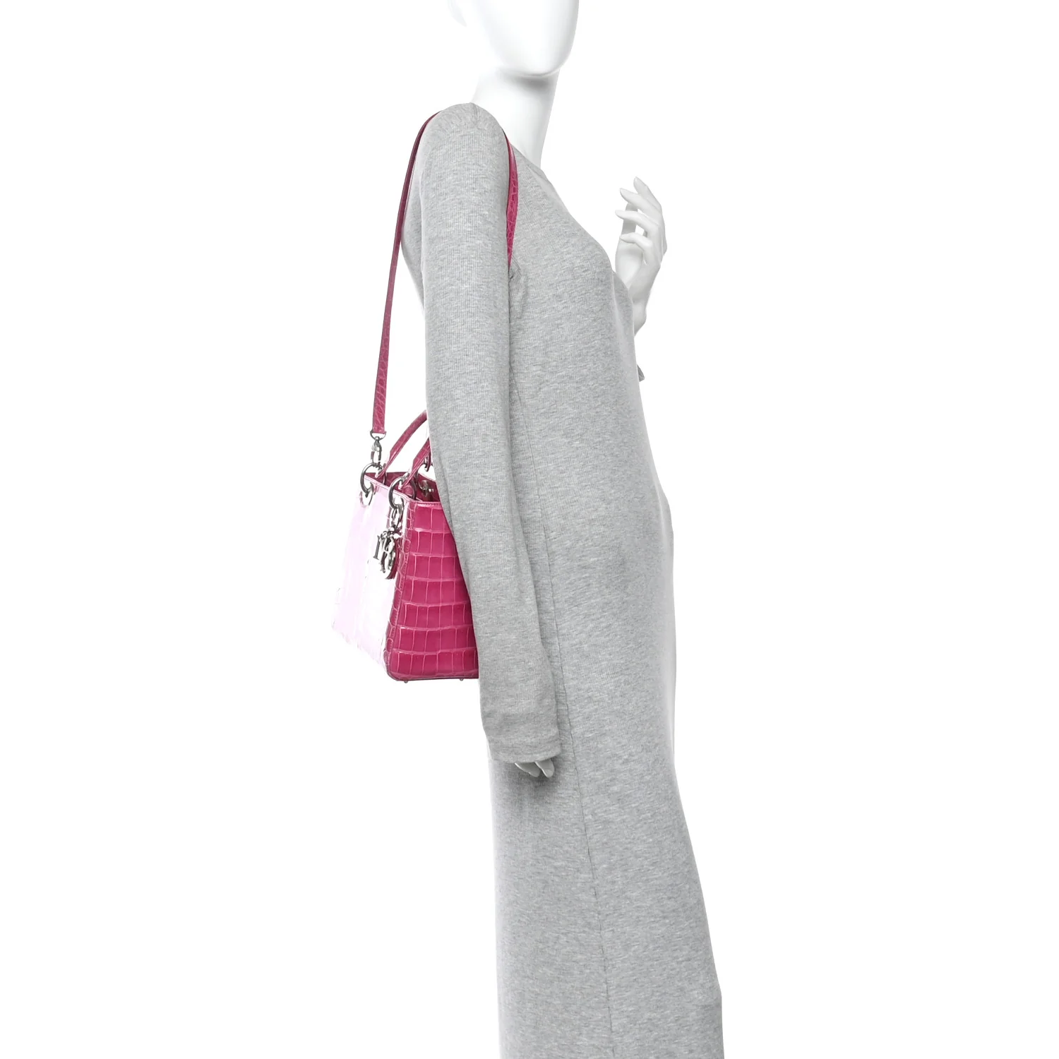 Alligator Medium Lady Dior Pink - Image 2