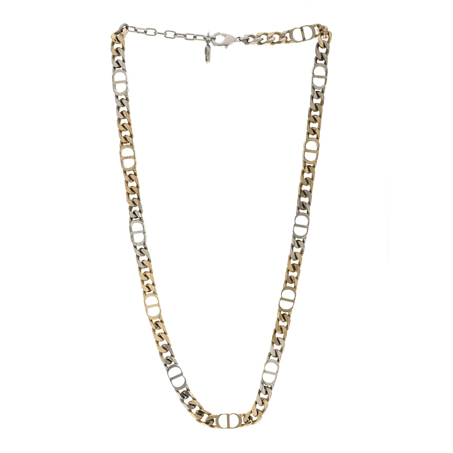 Brass CD Icon Thin Chain Link Necklace Silver Gold - Image 3