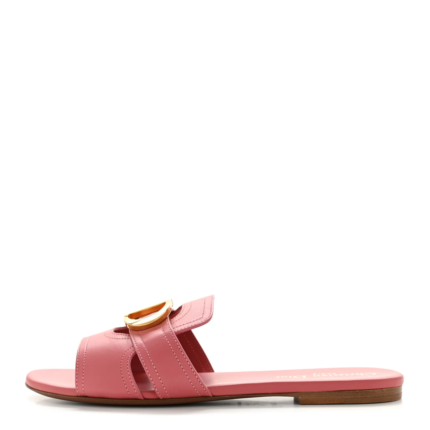 Calfskin 30 Montaigne Flat Slide Sandals 37 Dusty Pink