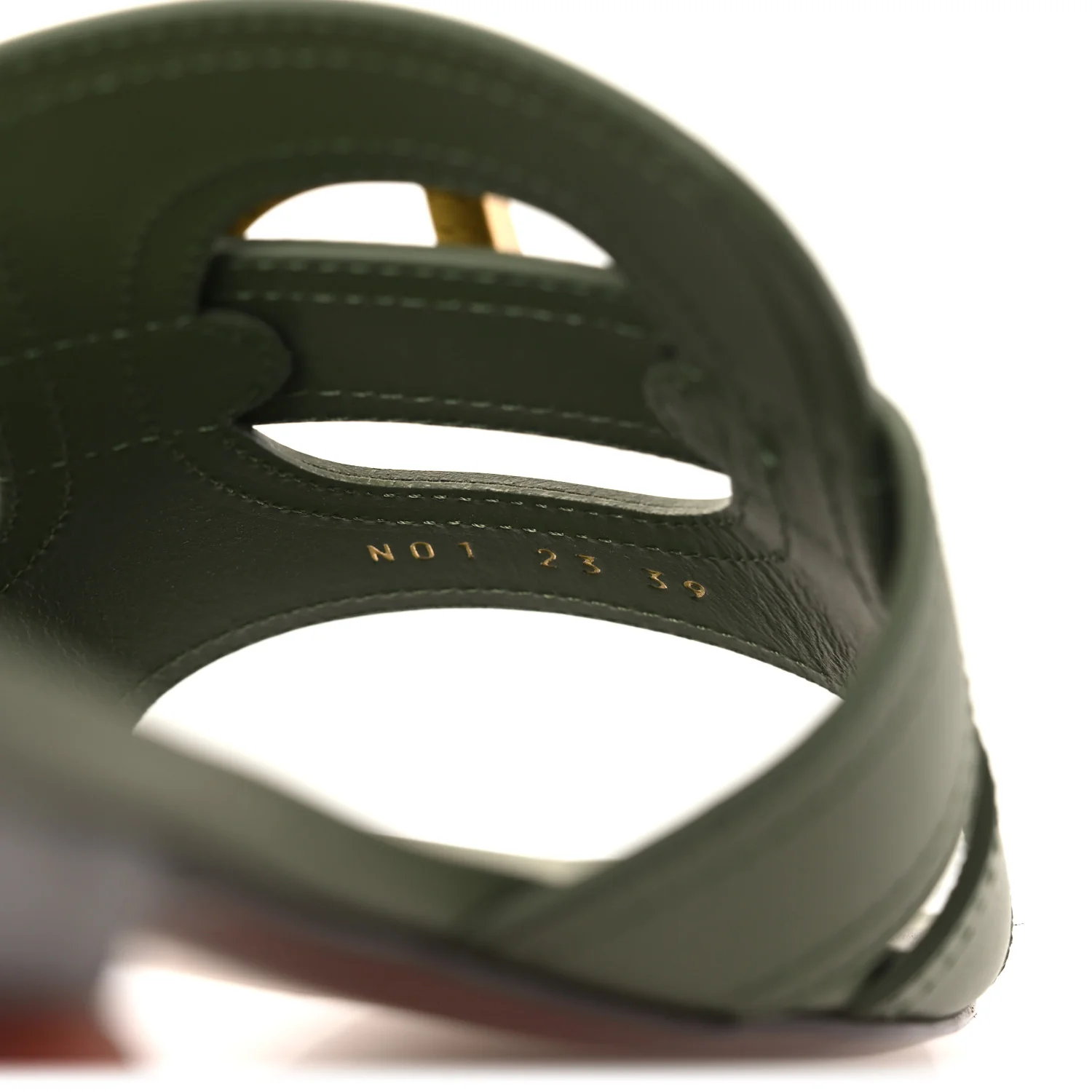 Calfskin 30 Montaigne Flat Slide Sandals 39 Leaf Green - Image 10