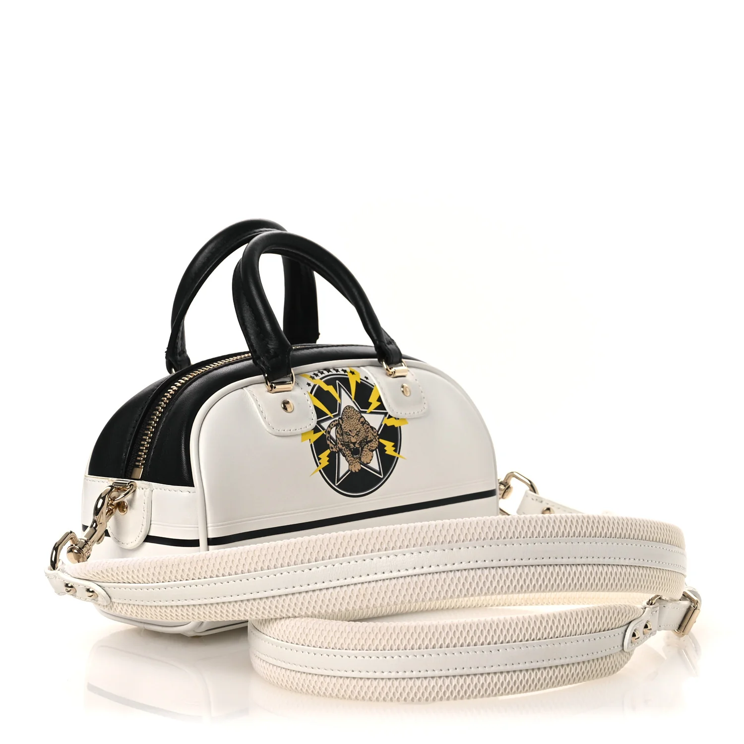 Calfskin Animal Print Micro Dior Vibe Zip Bowling Bag White Multicolor - Image 3