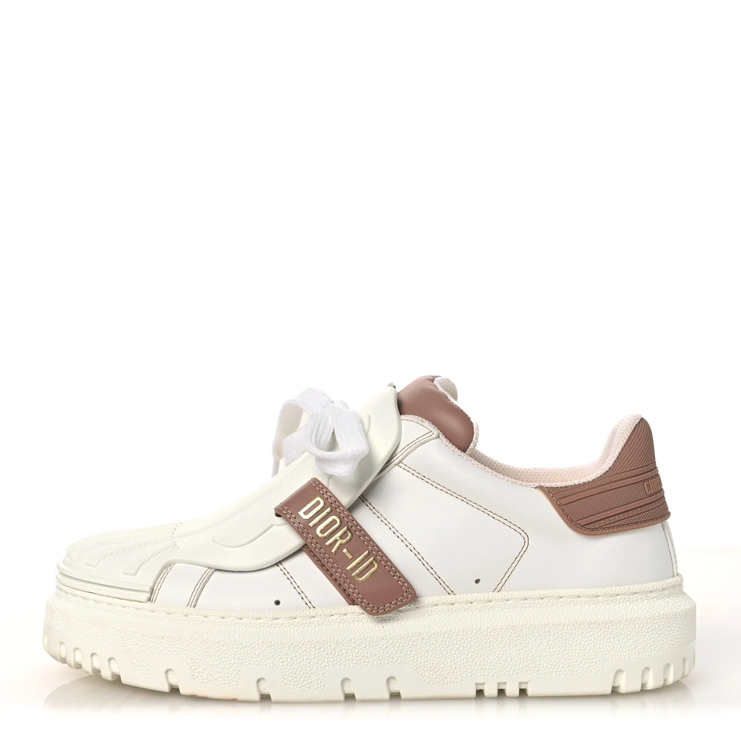 Calfskin Bi-Color Dior-ID Platform Sneakers 36.5 White Nude