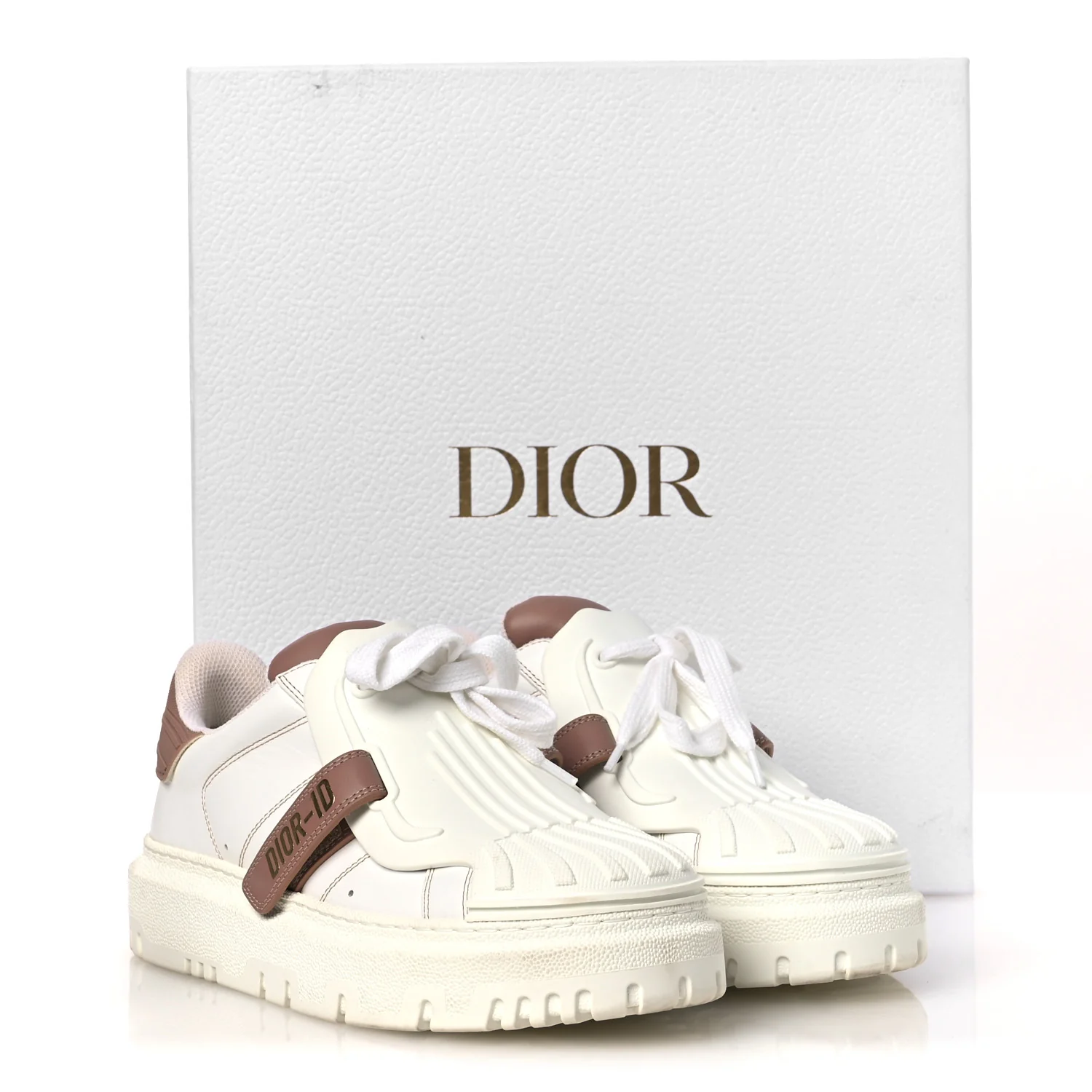 Calfskin Bi-Color Dior-ID Platform Sneakers 36.5 White Nude - Image 12