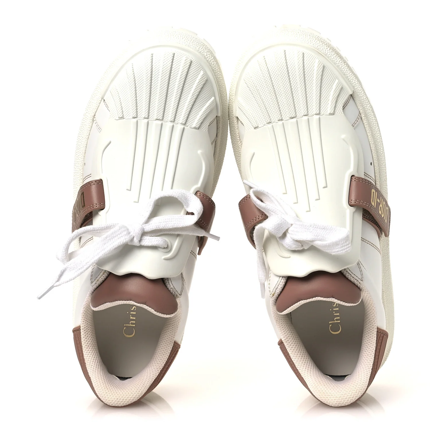 Calfskin Bi-Color Dior-ID Platform Sneakers 36.5 White Nude - Image 2