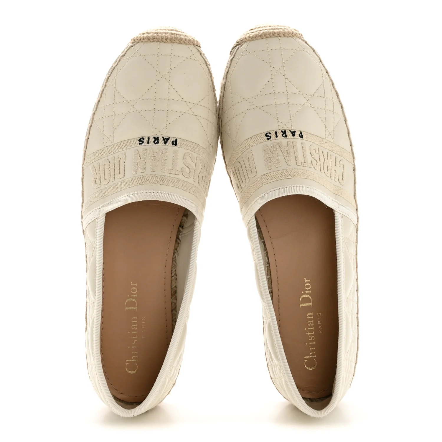 Calfskin Cannage Granville Espadrilles 38.5 Off White - Image 2