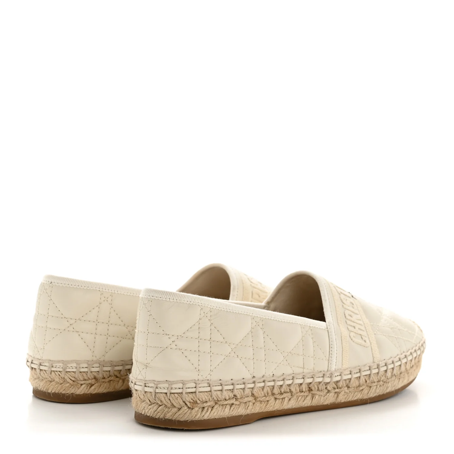 Calfskin Cannage Granville Espadrilles 38.5 Off White - Image 5