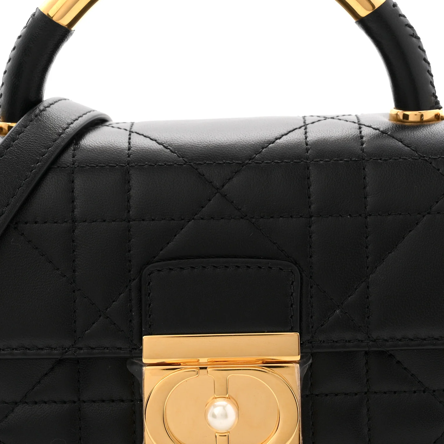 Calfskin Cannage Mini Ange Bag Black - Image 7