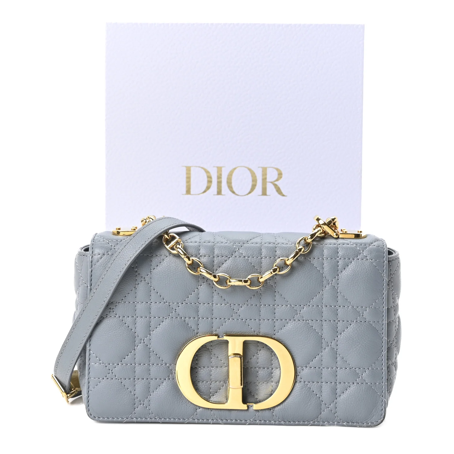 Calfskin Cannage Small Caro Bag Cloud Blue - Image 11