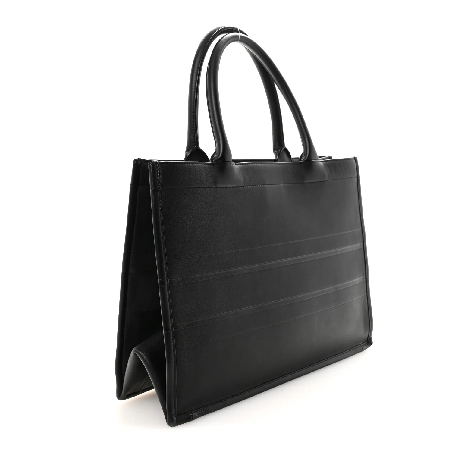 Calfskin Embossed Medium Book Tote Black - Image 3