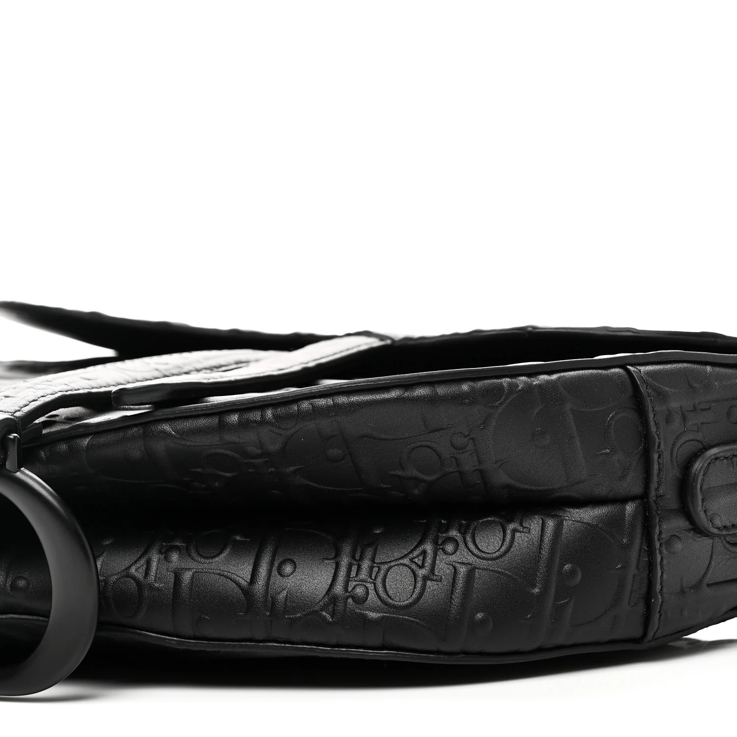 Calfskin Embossed Oblique Saddle Bag Black - Image 10