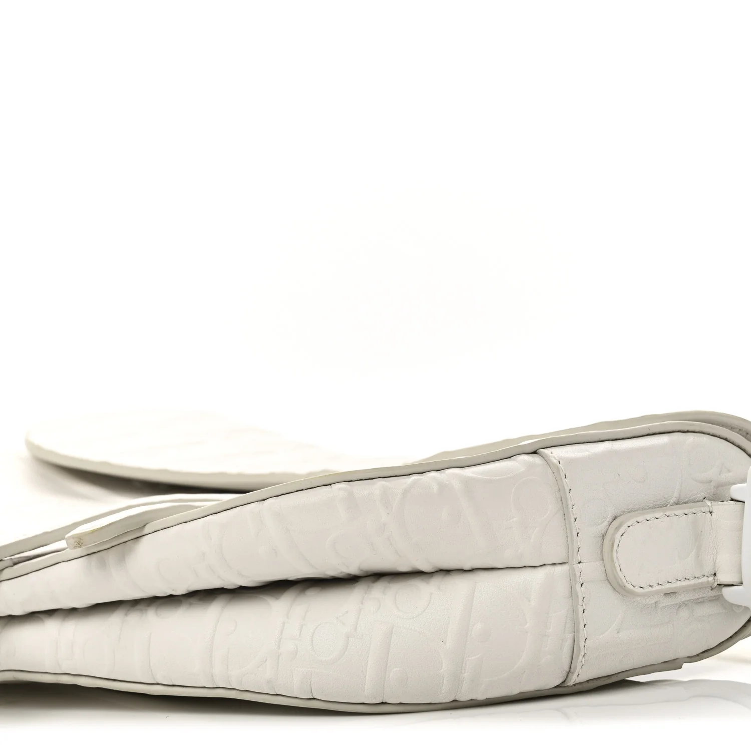 Calfskin Embossed Oblique Saddle Bag White - Image 10