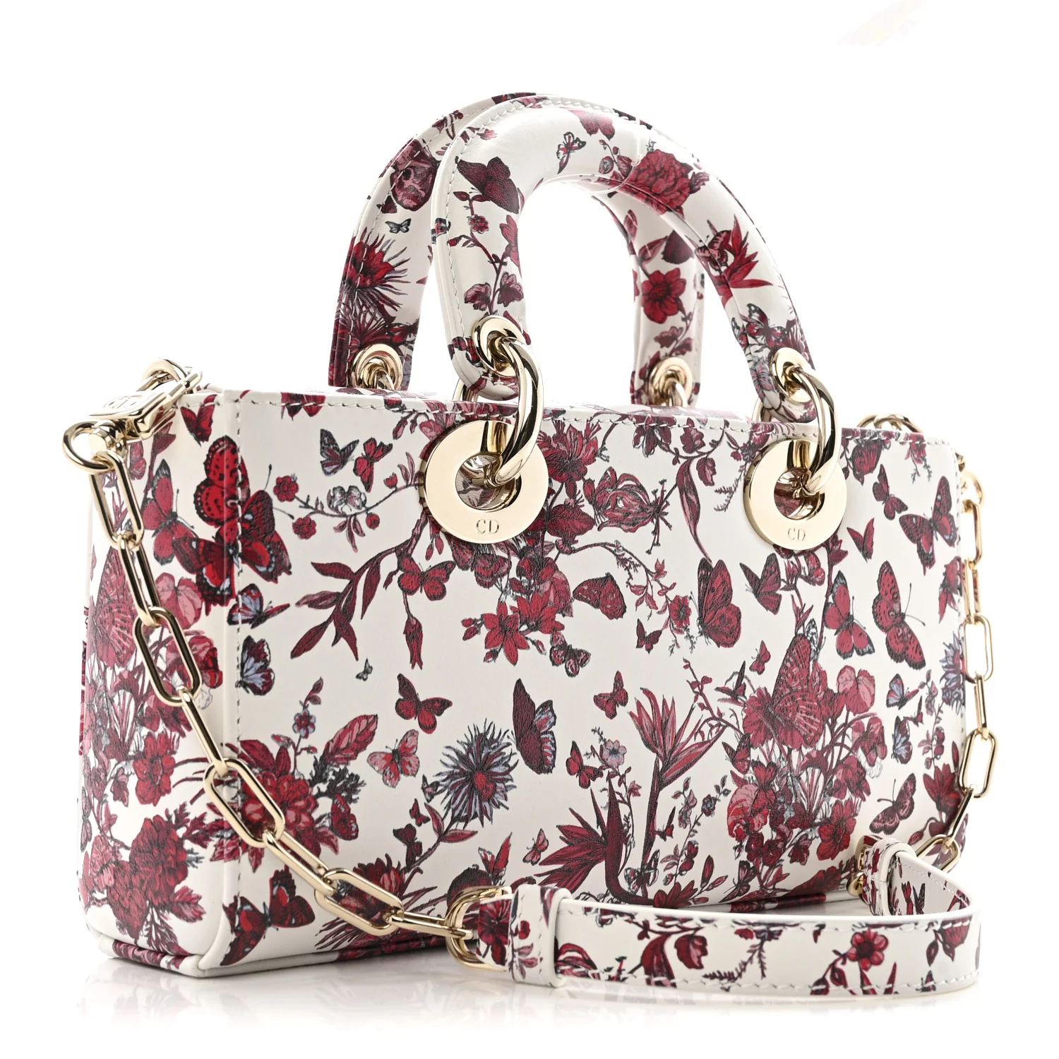 Calfskin Le Coeur Des Papillons Small Lady D-Joy White - Image 2