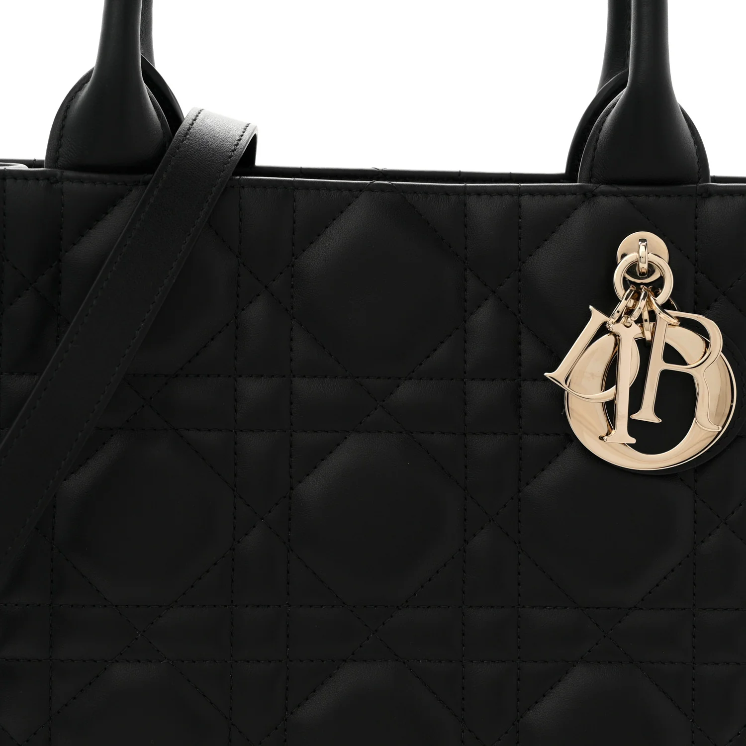 Calfskin Macro Cannage Medium Book Tote Black - Image 7
