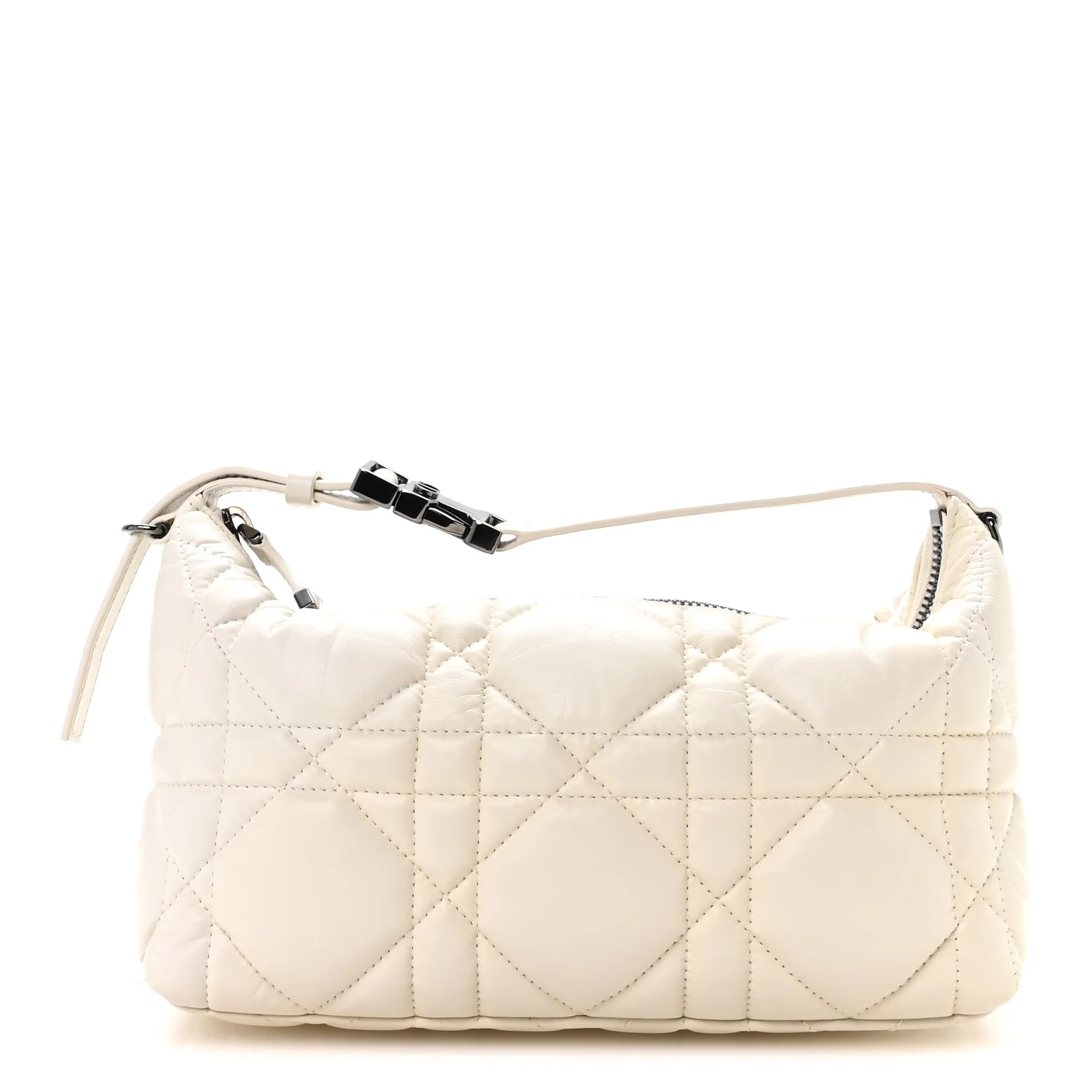 Calfskin Macrocannage Medium Diortravel Nomad Pouch Off White