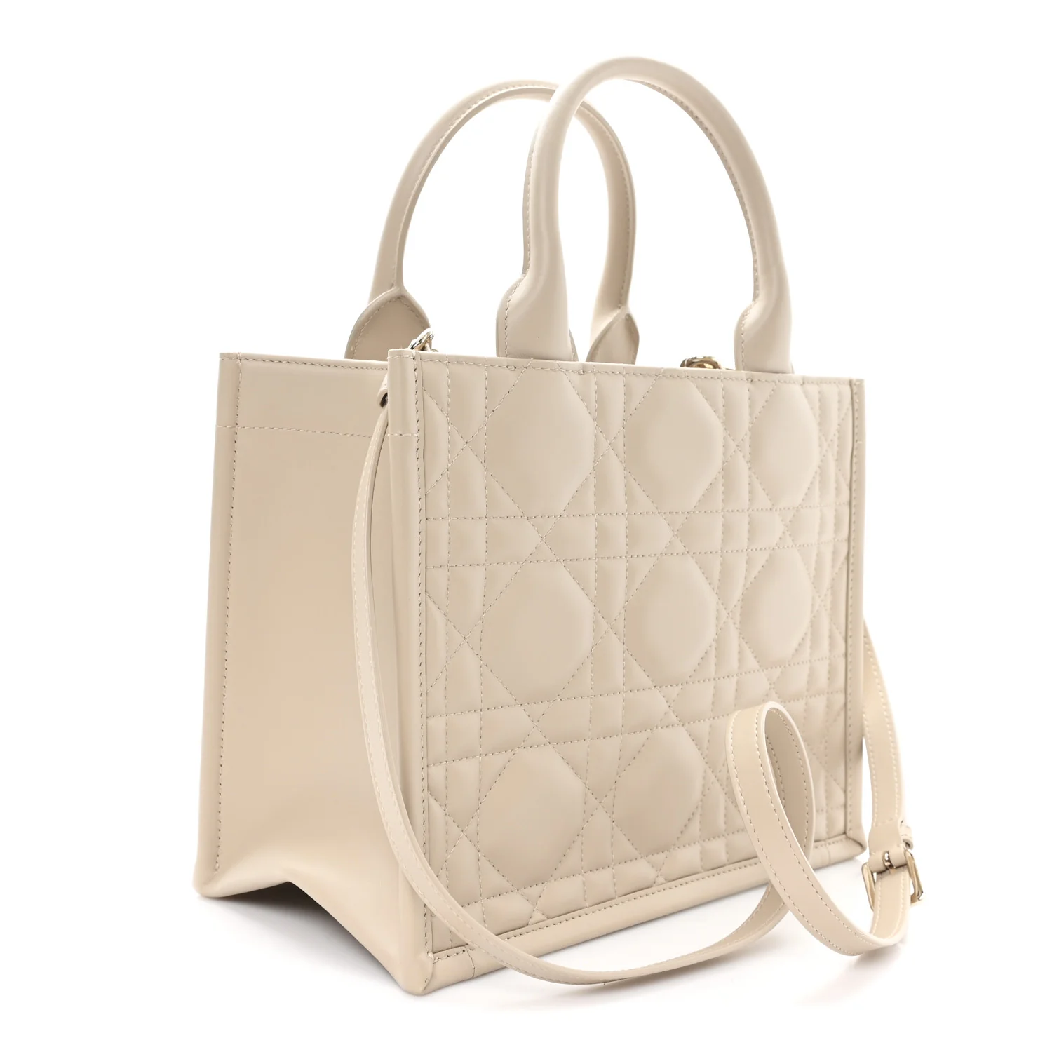 Calfskin Macrocannage Small Book Tote Taupe - Image 3