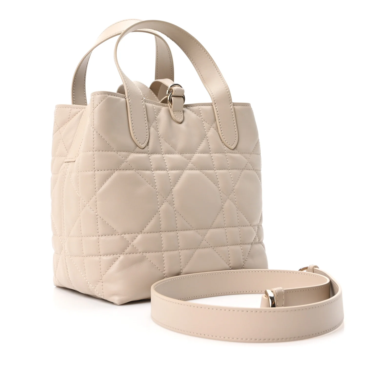 Calfskin Macrocannage Small Toujours Vertical Tote Powder Beige - Image 2