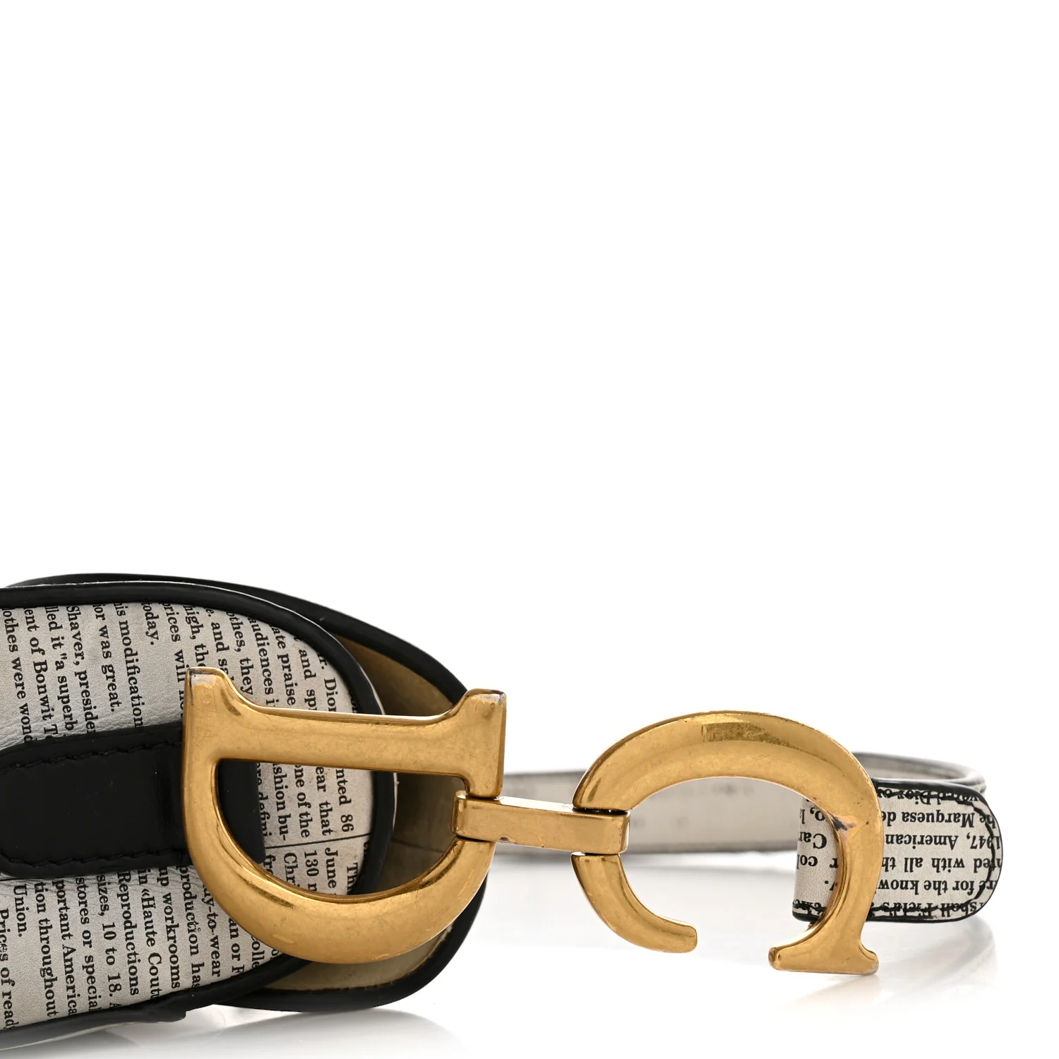 Calfskin Newspaper Printed Saddle Bag Black White - Image 12
